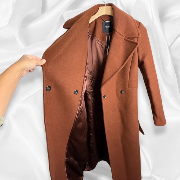 NWT! EVER NEW Women's Long Warm/Fall Belted Trench Coat in Rust Color | Size 2 - Picture 5 of 5